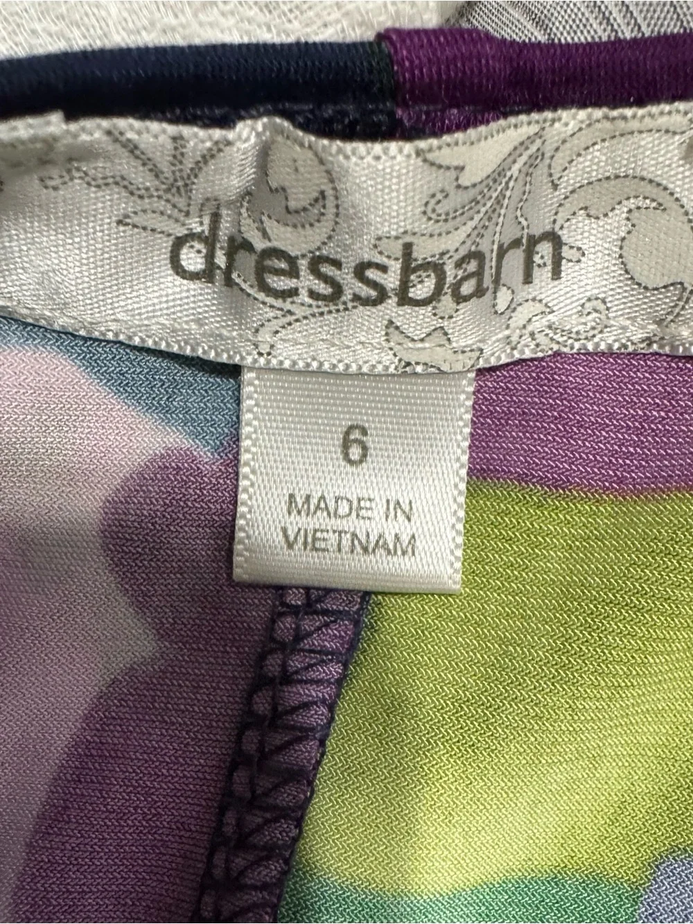 Dressbarn Abstract Ruffle V-Neck Maxi Dress — Green & Purple & Blue - Picture 2 of 3